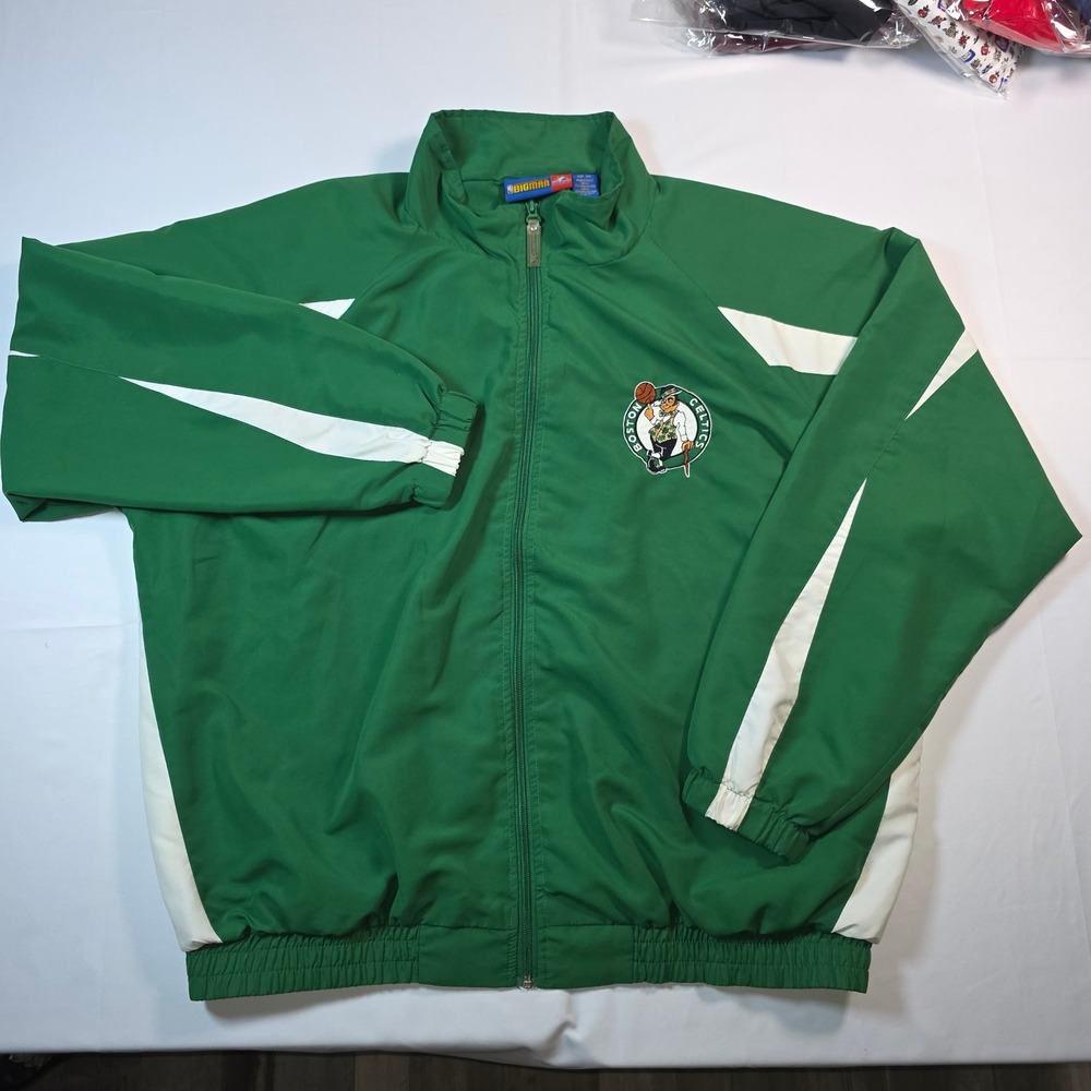 Boston Celtics Majestic Bigman Track Jacket Green White NBA Windbreaker Mens 2XL